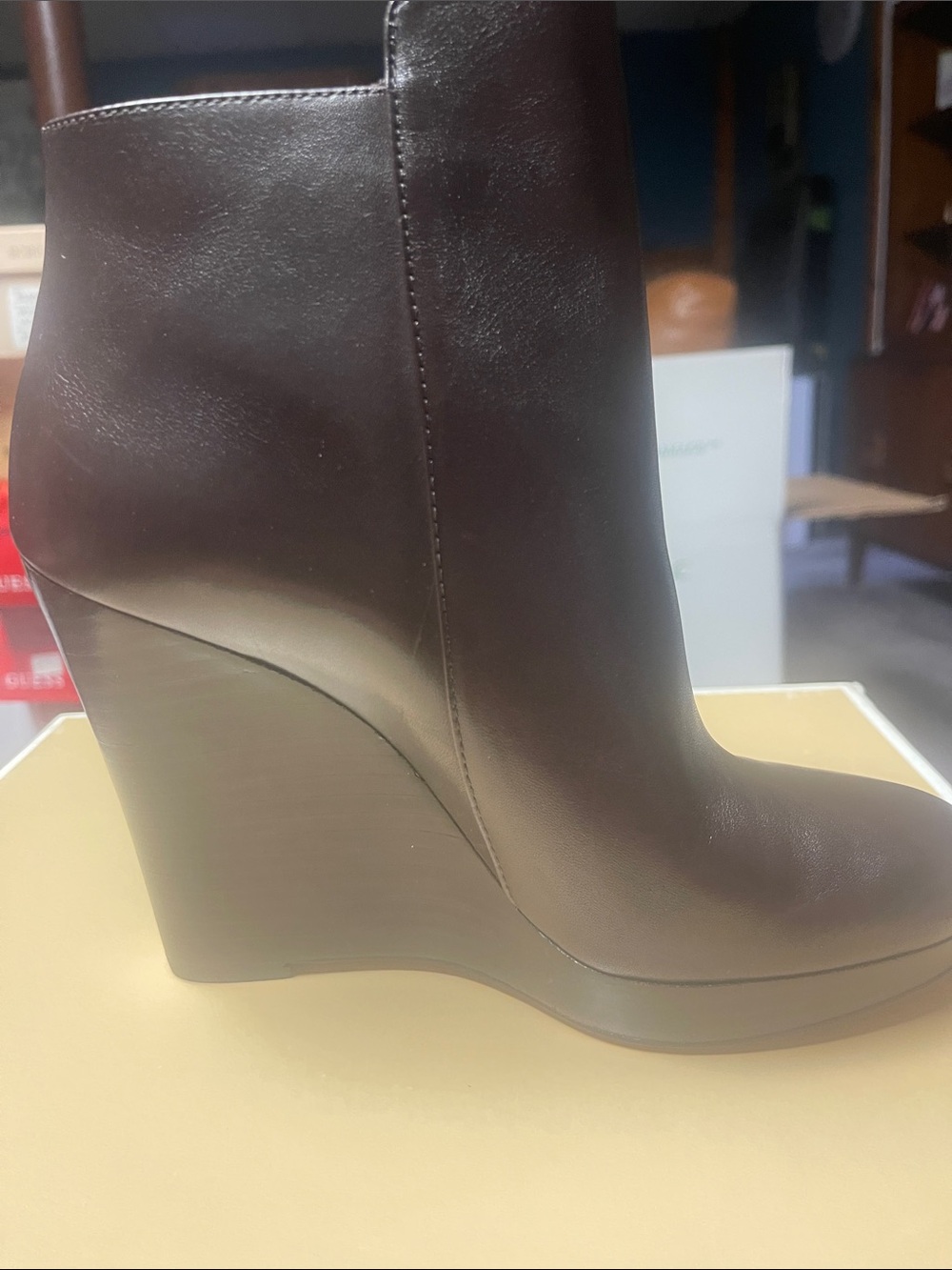 Disney Women's Dark Brown Wedge Ankle Boot
